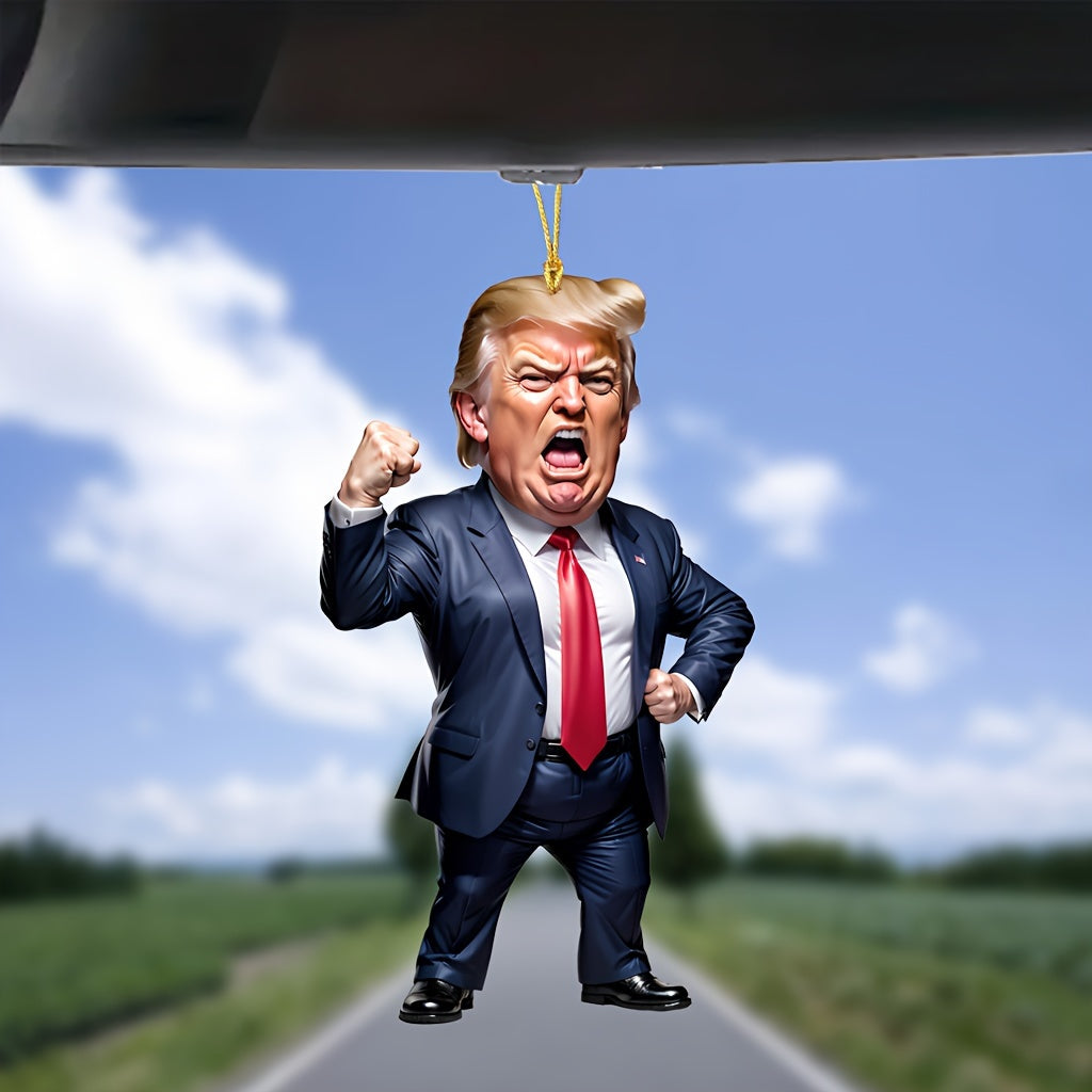 Cartoon Trump-Inspired Muscular Politician Acrylic Ornament for Christmas HA75 64018