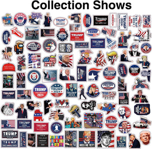 Trump 2024 Stickers (200 Pcs) Patriotic American Support Sticker Make America Great Again Decor USA Flag Decal Gifts Merch for Laptop Window Luggage Guitar Skateboard