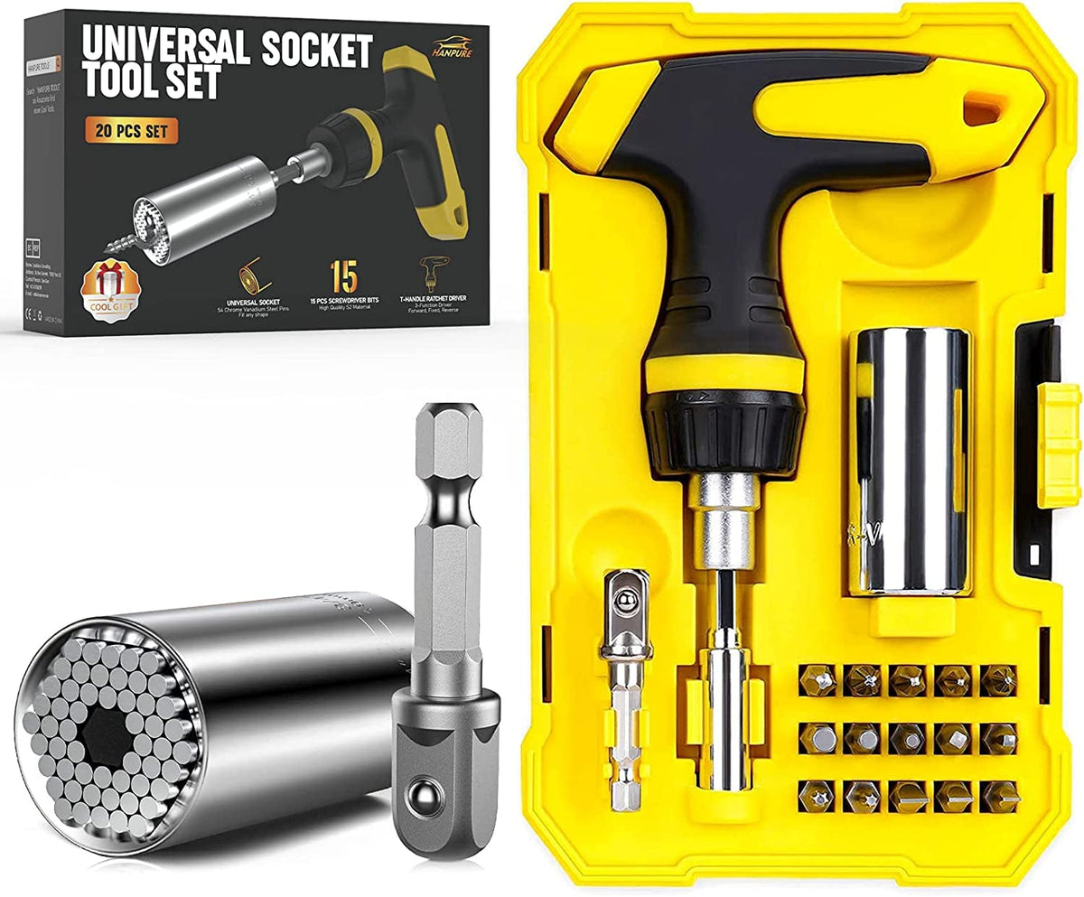Fathers Day Dad Gifts from Daughter Kids Son Wife, Super Universal Socket Tools Gifts for Men Grip Set with Power Drill Adapter Cool Stuff Ideas Gadgets for Men Birthday Gifts for Dad Women Husband