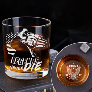 Trump Legends Never Die Engraved Whiskey Glass HO82 65406