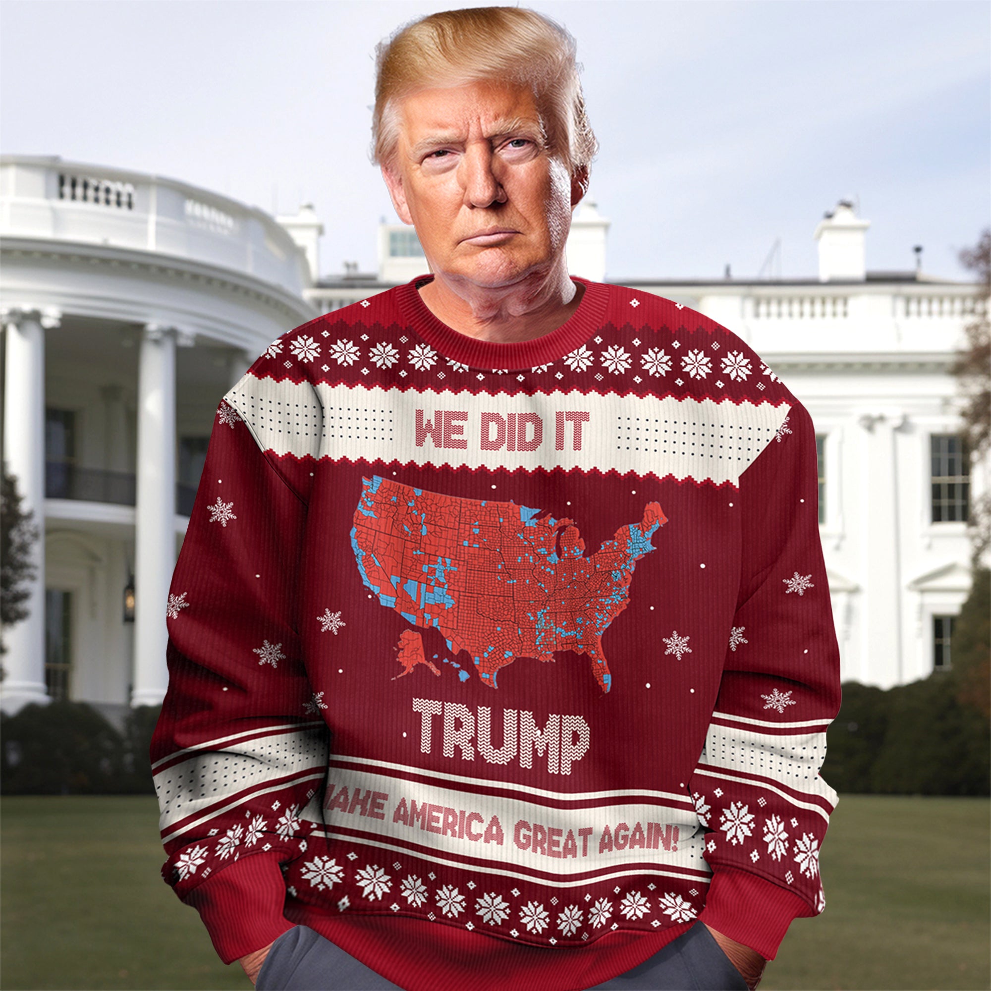 We Did It Trump Make America Great Again Ugly Sweater HA75 63996