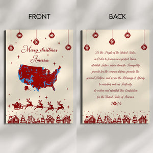 Merry Christmas America 2024 Presidential Election Map Political Christmas Card HO82 67106