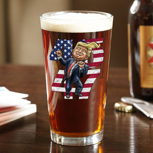 Patriotic Trump 2024 45th & 47th President's Legacy MAGA Beer Glass LM32 63961