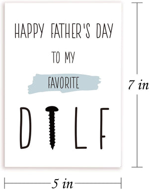 Funny Fathers Day Card from Wife, Humorous Dad Birthday Gifts, Romantic Greeting Card for Husband New Father, You Are My Favorite Dilf with Kraft Envelope