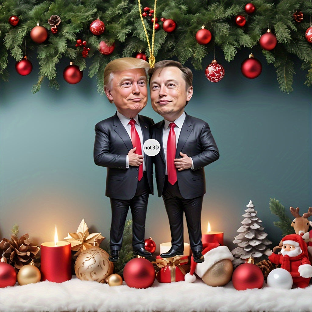 Trump & Musk Acrylic Hanging Ornaments, Collectible Decor for Christmas HA75 64026