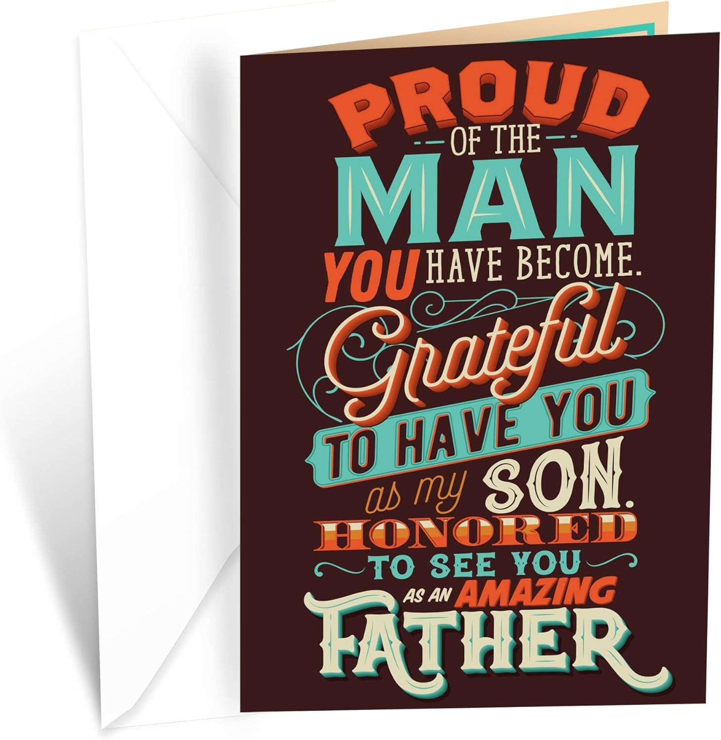 Father'S Day Card for Son, Made in America, Eco-Friendly, Thick Card Stock with Premium Envelope 5In X 7.75In, Packaged in Protective Mailer
