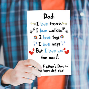 Funny Dog Dad Fathers Day Card from Son Daughter, Cute Dog Dad Gifts for Men, Happy Father’S Day Card for Him