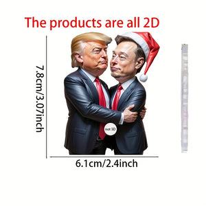 Trump & Musk Acrylic Ornament - Sparkling Holiday Decor for Car, Christmas Tree HA75 64024