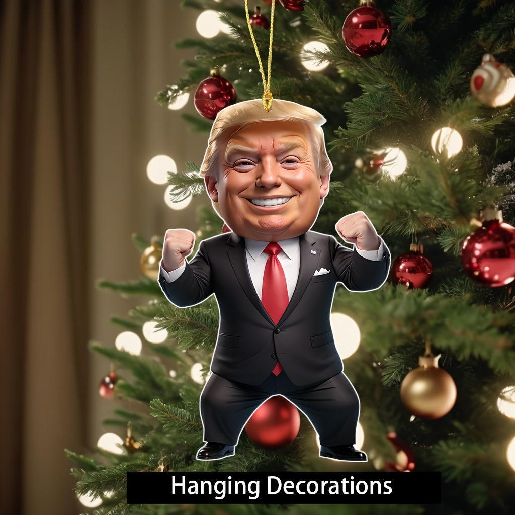 President Trump Strongman 2D Acrylic Ornament - Hanging Decor for Car & Christmas Tree HA75 64020