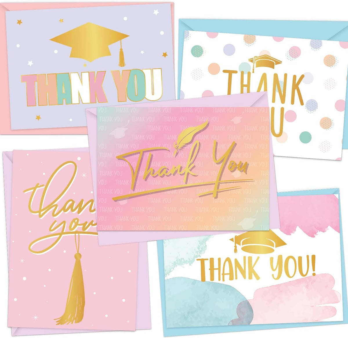 30 Teacher Appreciation Cards Bulk with Envelopes - Teacher Thank You Cards 300GSM Blank Greeting Cards for Teachers, Employees, Nurse, Volunteers and Doctor