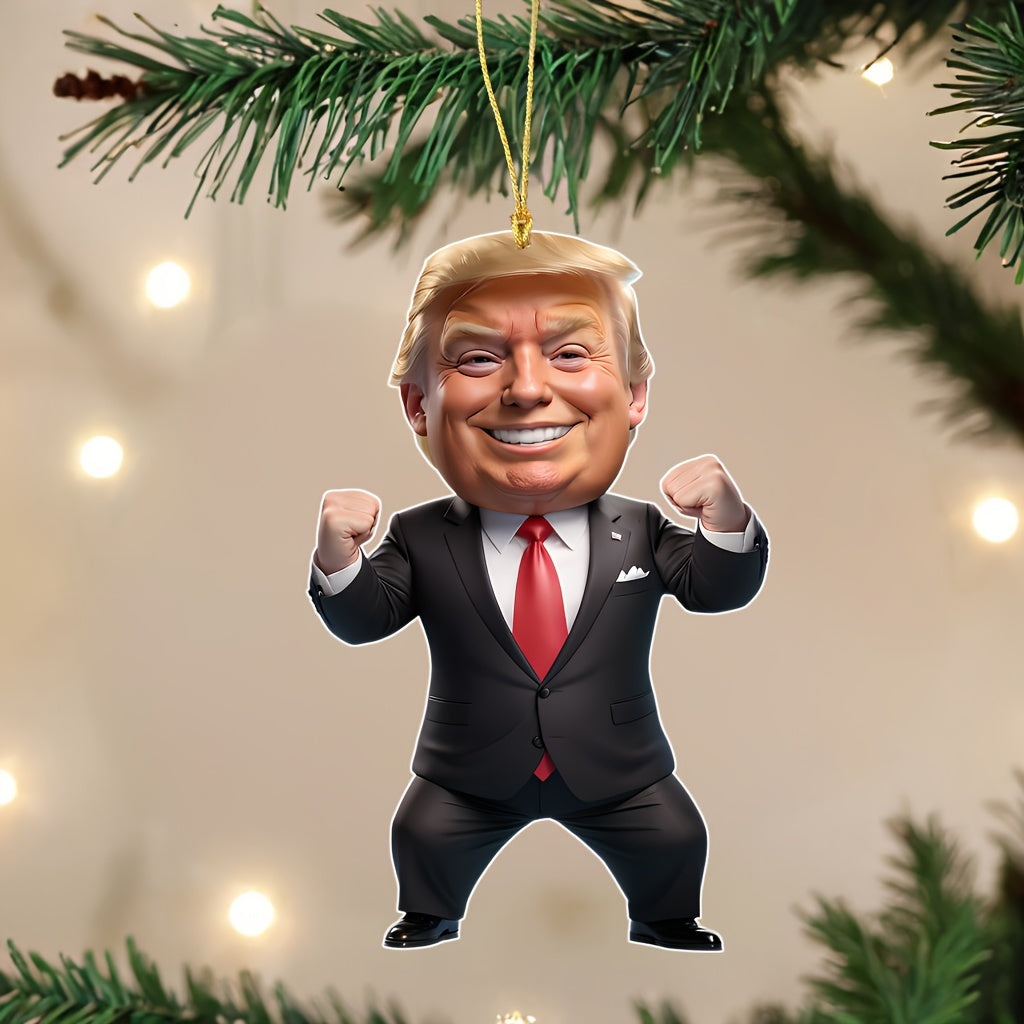 President Trump Strongman 2D Acrylic Ornament - Hanging Decor for Car & Christmas Tree HA75 64020