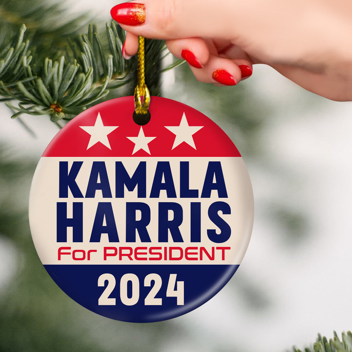 Kamala Harris For President 2024 Ceramic Ornament HA75 63346