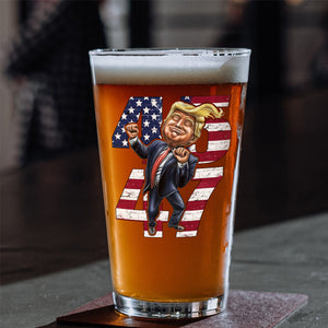 Patriotic Trump 2024 45th & 47th President's Legacy MAGA Beer Glass LM32 63961