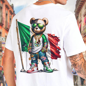 Mexico Flag Teddy, Cartoon Bear, Cool Mexican Flag Bear Back Shirt HA75 63548