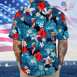 Custom Donald Trump Photo Tropical Style Hawaii Shirt N304 62452