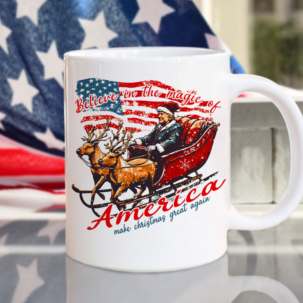 Believe The Magic Of America Trump Santa White Mug HO82 65242