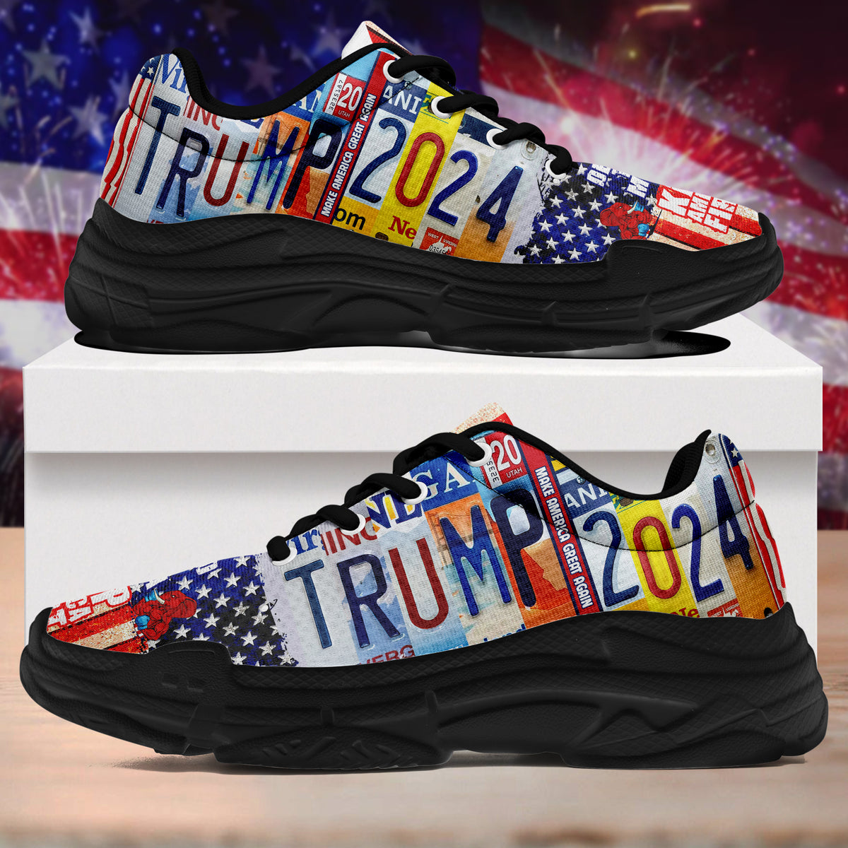Trump 2024 American Flag Chunky Sneakers HO82 62700
