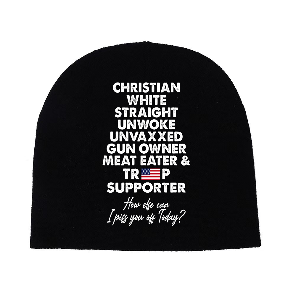 Trump Supporter Christian White Straight Un**ke Un**xxed Short Beanie Hat TH10 63327