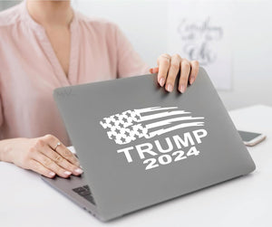 – Trump 2024 Sticker – Vinyl American Flag Trump Sticker for Car, Truck, SUV, Wagon, and Van – Indoor and Outdoor Use – Waterproof Decal for Laptop, Ipad and Cup–Maz 435 White