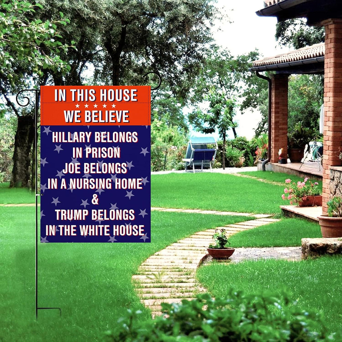 Premium Garden Flag for anti Biden Trump 2024 Funny Double Sided 12.5 X 18 Inch Yard Outdoor Decoration