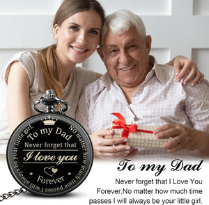 Fathers Day Dad Gifts from Daughter Son, Birthday Gifts for Dad Grandpa Husband Step Dad Personalized Pocket Watch with Chain