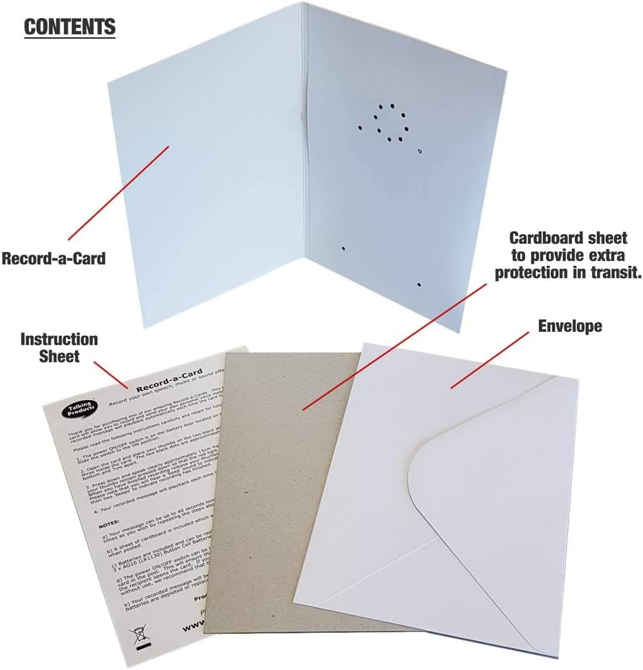 , Voice Recordable Greeting Card, 40 Seconds Recording with Replaceable Batteries. Record and Send Your Own Personal Voice Message, Music or Sound Effects for Mothers Day & Birthday