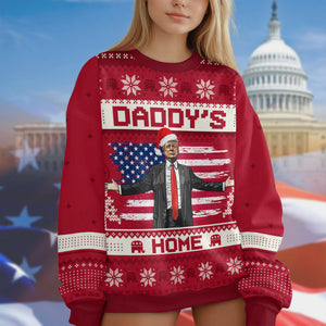 Custom The Wait Is Over Daddy’s Back US Election Trump 2024 All-Over-Print Ugly Sweater HO82 65462