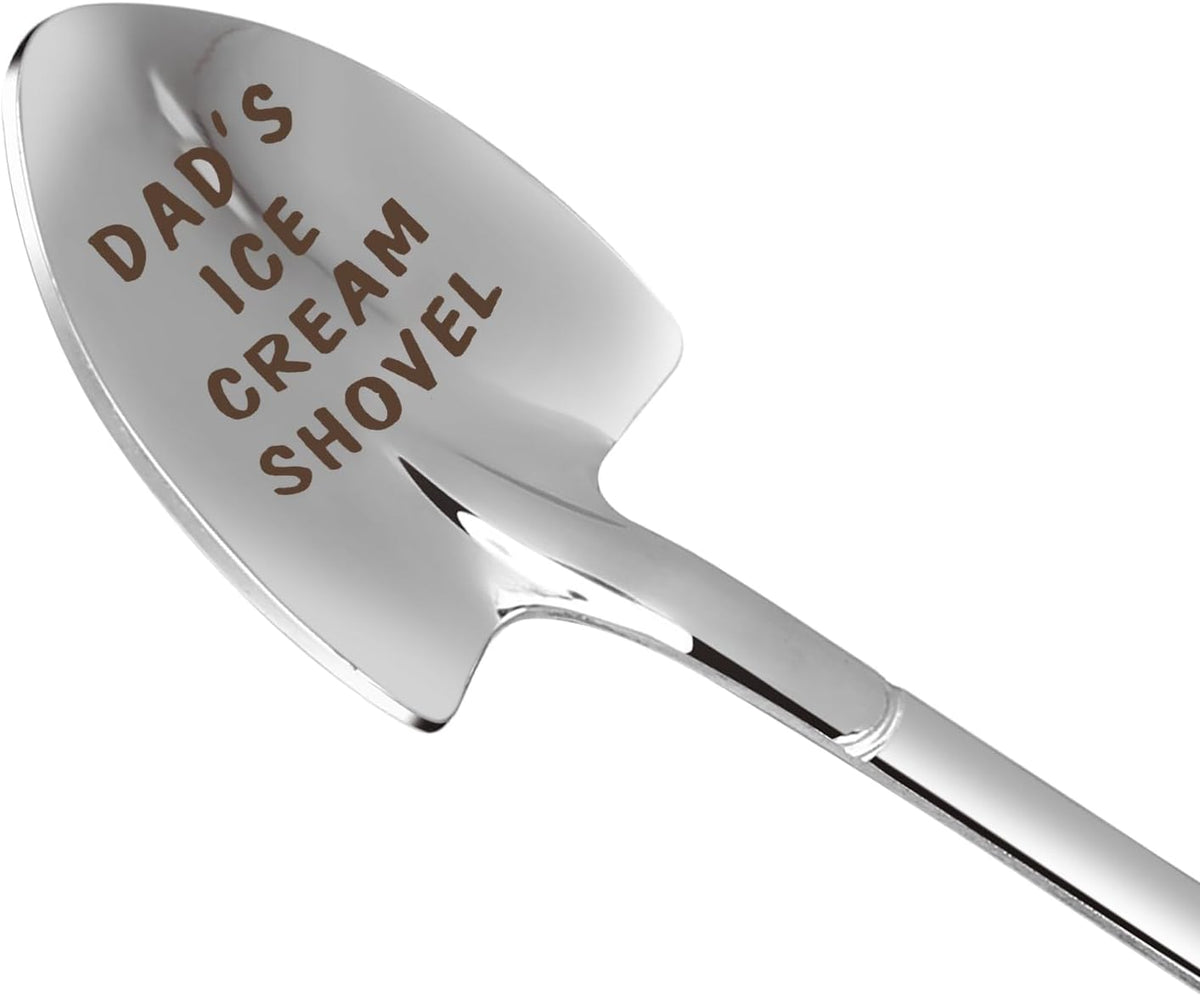 Gifts for Dad Fathers Day Dad Gifts Men Ice Cream Spoon Scoop for Ice Cream Lovers, Father'S Day Gifts for Men Funny Engraved Stainless Steel Spoon Shovel, Birthday Fathers Gifts