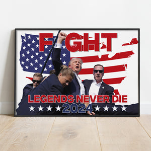 Trump Fight Legends Never D** 2024 Picture Frame Canvas Poster HA75 63018