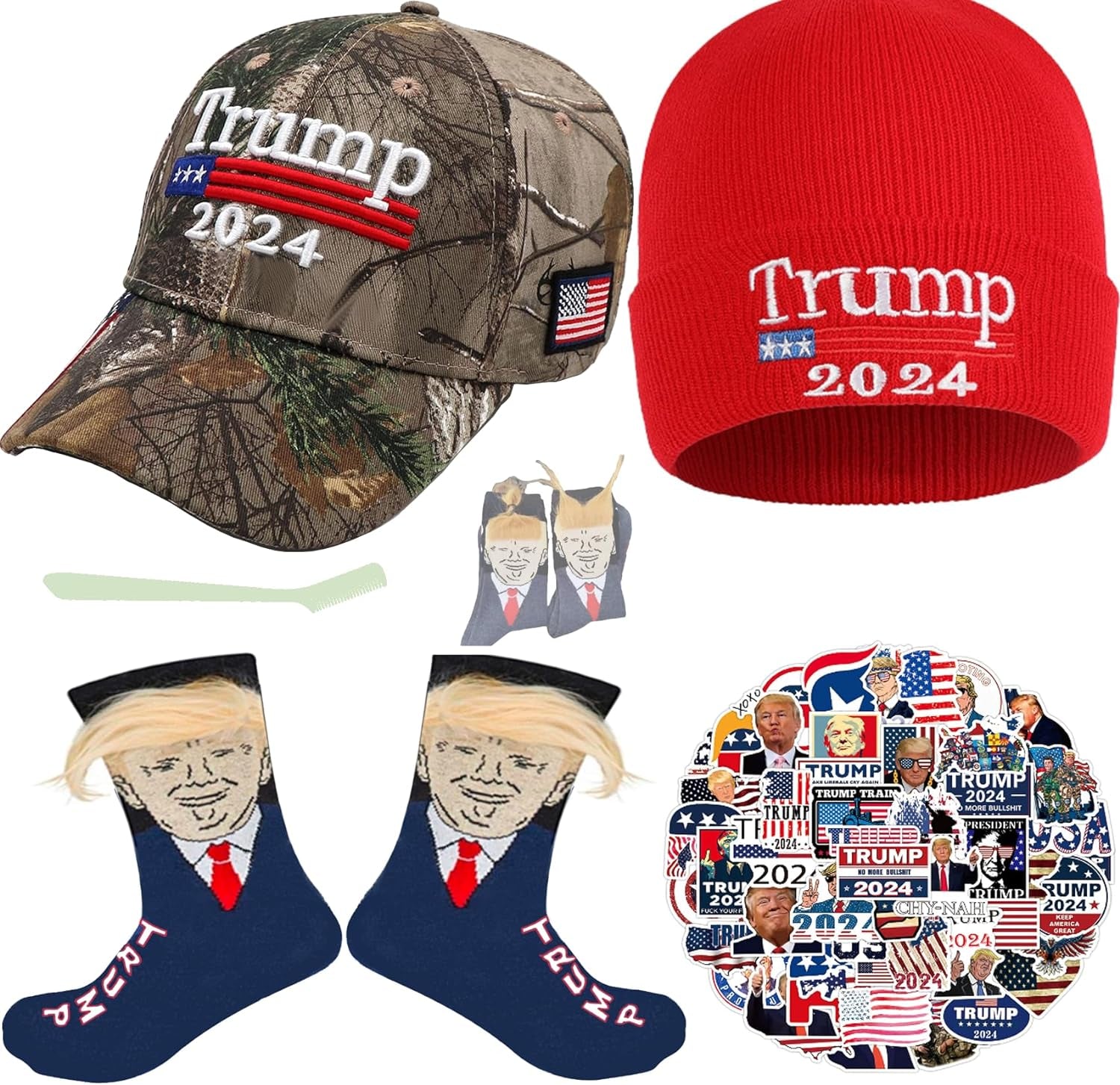 Trump Hat 2024 Donald Trump Hat Take America Back MAGA USA Trump Socks Men Trump Stickers 50Pcs