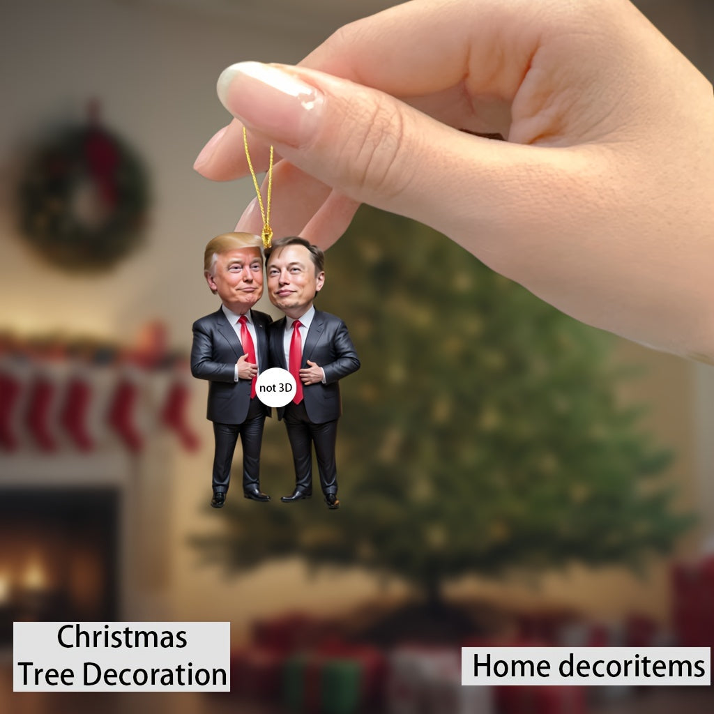Trump & Musk Acrylic Hanging Ornaments, Collectible Decor for Christmas HA75 64026