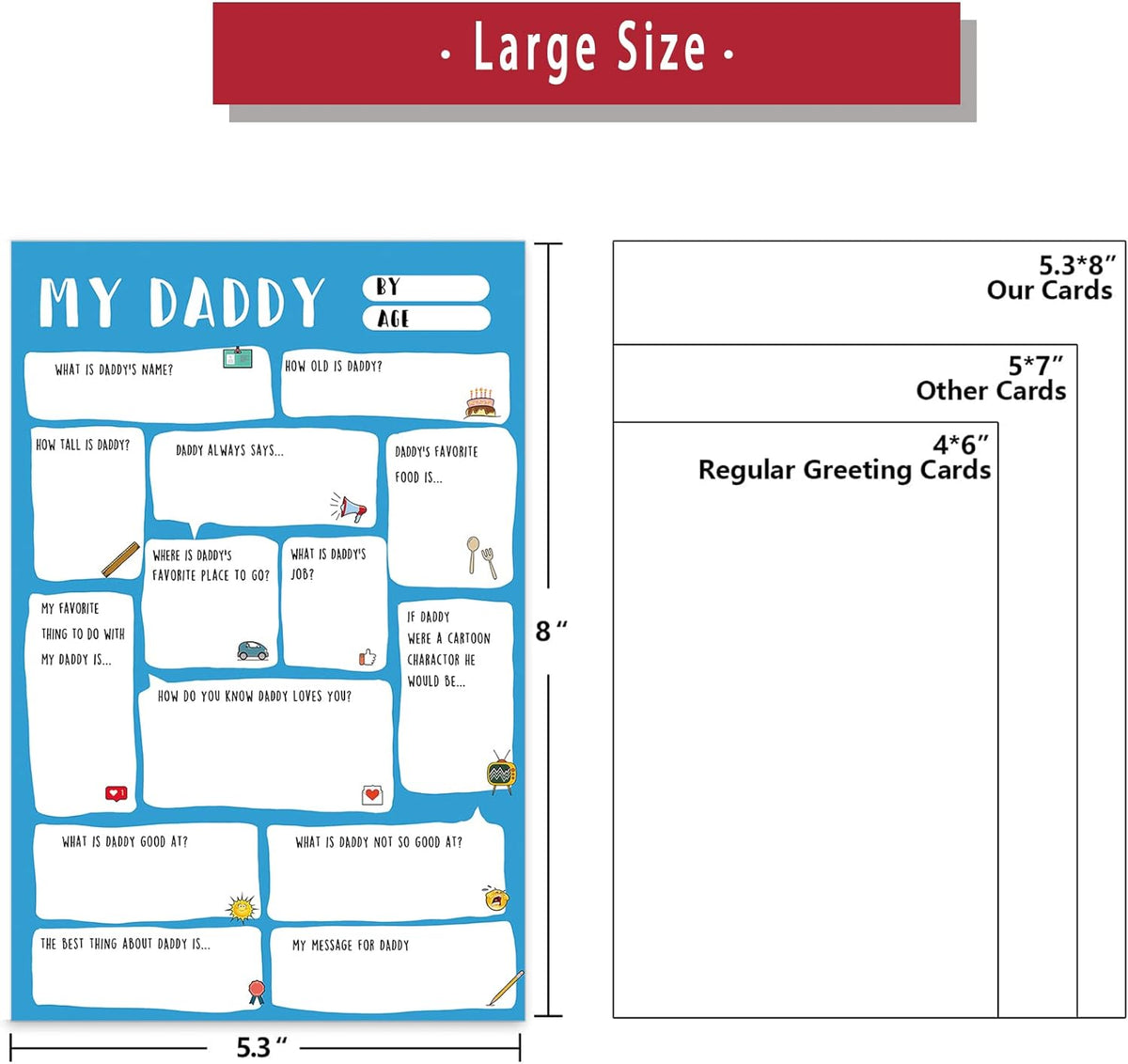 Daddy Fathers Day Card,Funny Fathers Day Gift,Dad Gift from Son Daughter,Fathers Day Gift Ideas,Fill in the Blanks Keepsake Card……