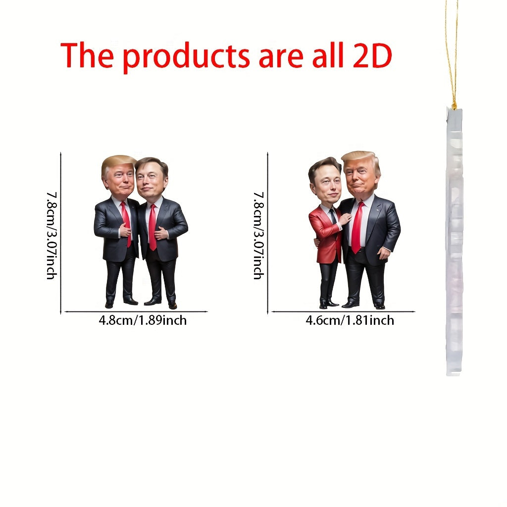 Trump & Musk Acrylic Hanging Ornaments, Collectible Decor for Christmas HA75 64026