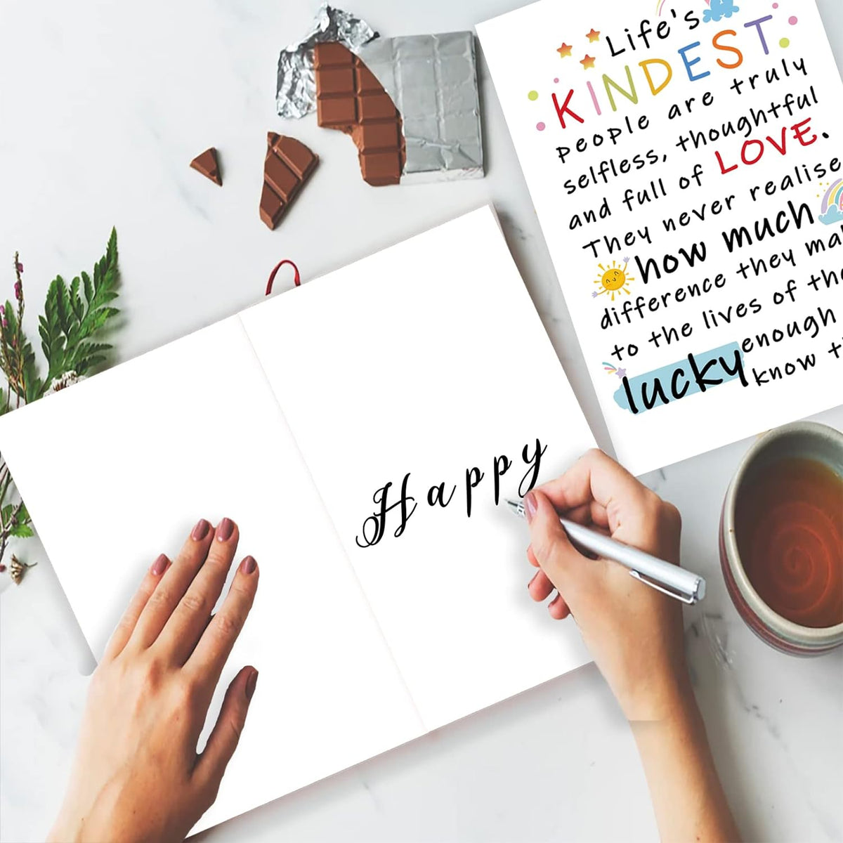 Cute Appreciation Card for Kindest Person, Great Thank You Card with Envelope for Women Men, Sweet Friendship Gift for Friends Classmates, Best Thank You Gift Ideas for Mom Dad