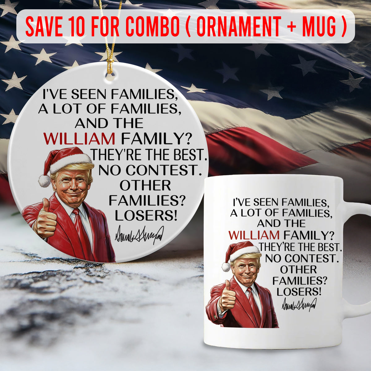 Personalized Gift Funny Trump Christmas I've Seen Families Ceramic Ornament LM32 65063
