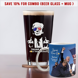 President Donald Trump 2024 Middle Finger Print Beer Glass HO82 62598