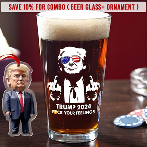 President Donald Trump 2024 Middle Finger Print Beer Glass HO82 62598