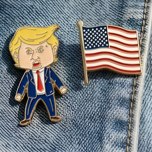 Happy Trump Face Enamel Pin, Funny Trump Meme With USA Flag Enamel Pin LM32 65839