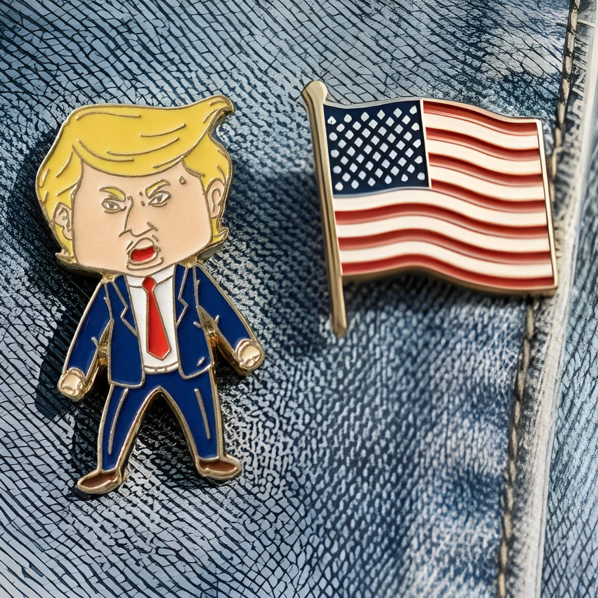 Happy Trump Face Enamel Pin, Funny Trump Meme With USA Flag Enamel Pin LM32 65839
