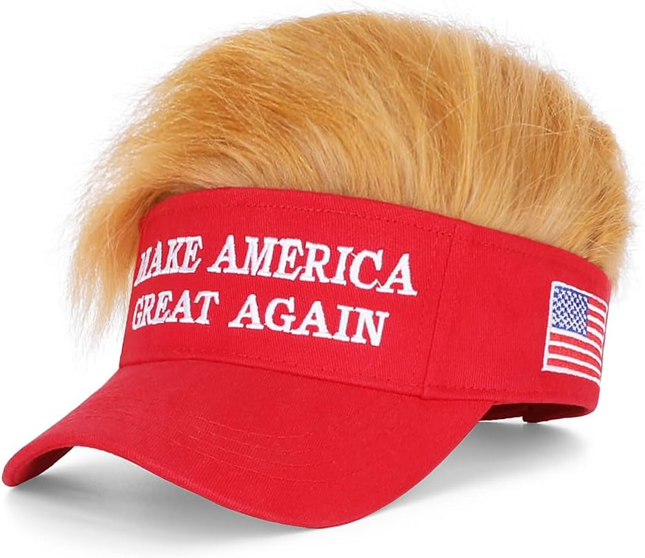 Trump 2024 Hat with Hair,Donald Trump Make America Great Again Wig Hat Embroidered Ultra Adjustable MAGA Baseball Cap