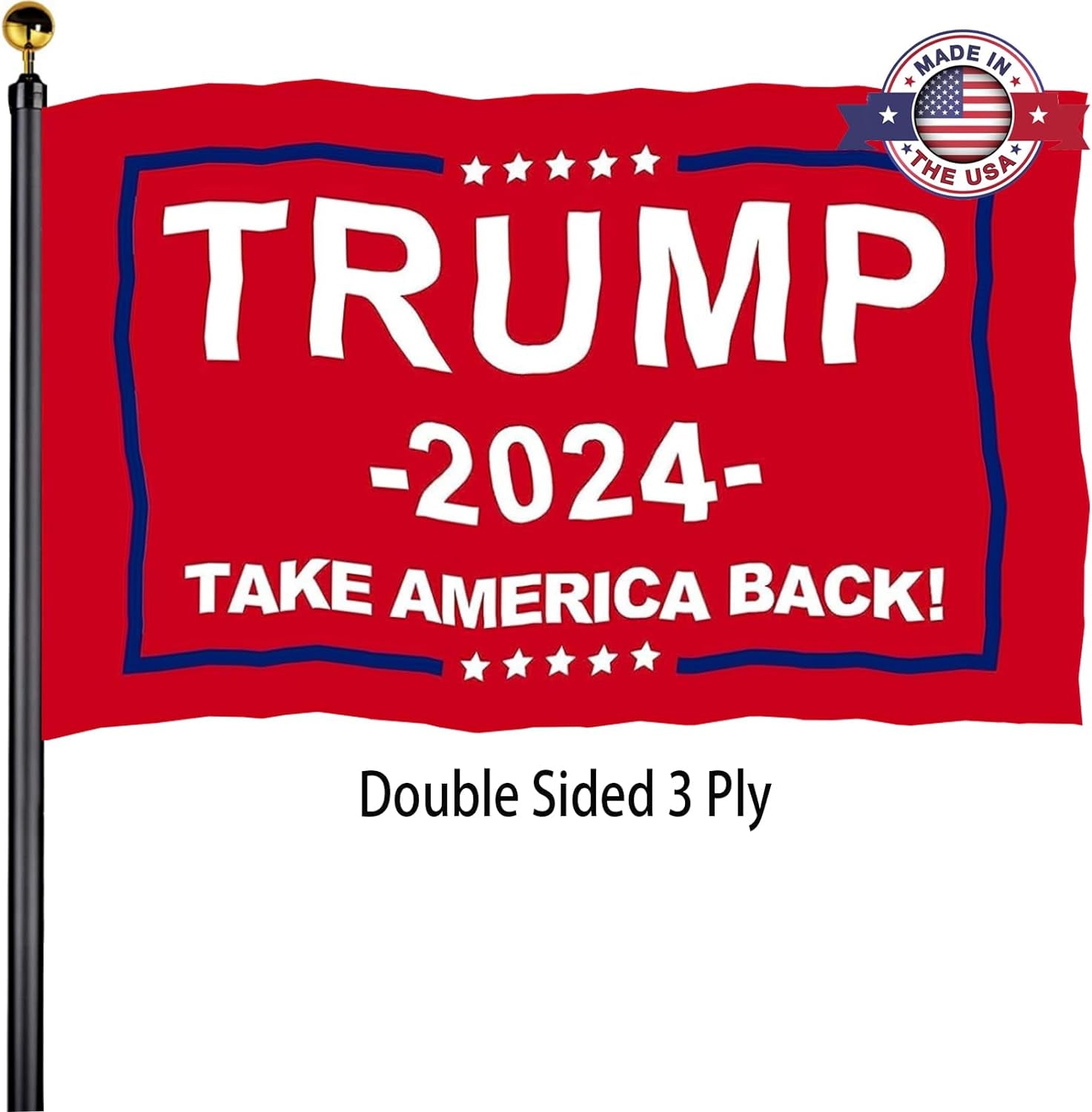 Trump 2024 Flags 3X5 Outdoor Made in Usa-Double Sided 3 Ply Heavy Duty Red Take America Back Trump Flags Banner for outside with 2 Brass Grommets UV Protection Fade Resistant for Indoor Outdoor