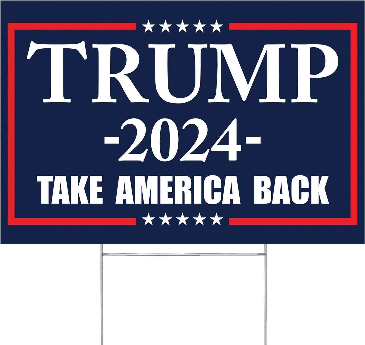 Trump 2024 Yard Sign Take America Back Blue Lawn Rally Placard Outdoor Decoration 18" X 12" Double Sided Print with H-Stake USA Made