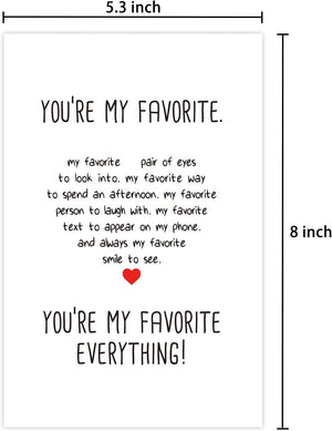 Anniversary Card for Husband, Birthday Boyfriend, Love Card, Boyfriend Valentines Day You Are My Favorite Everything