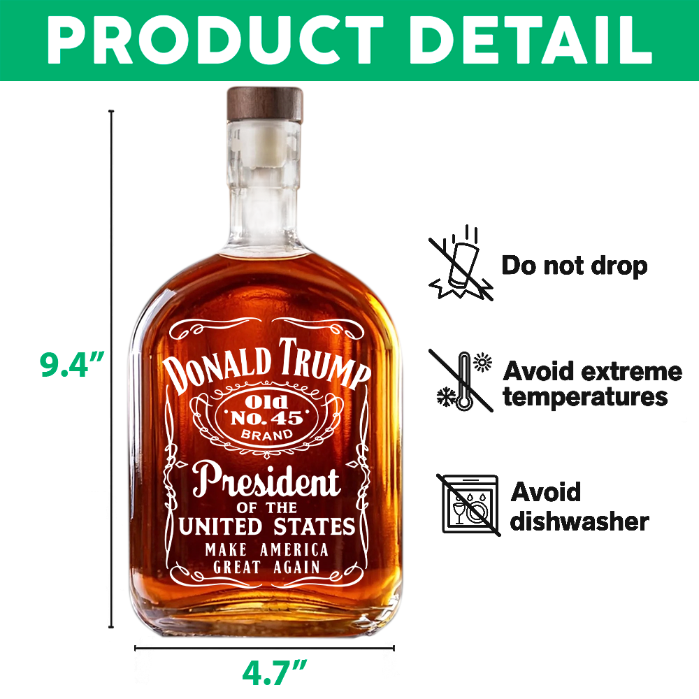 Donald Trump President Of United States Old No. 45 47 Whiskey Bottle HA75 64406