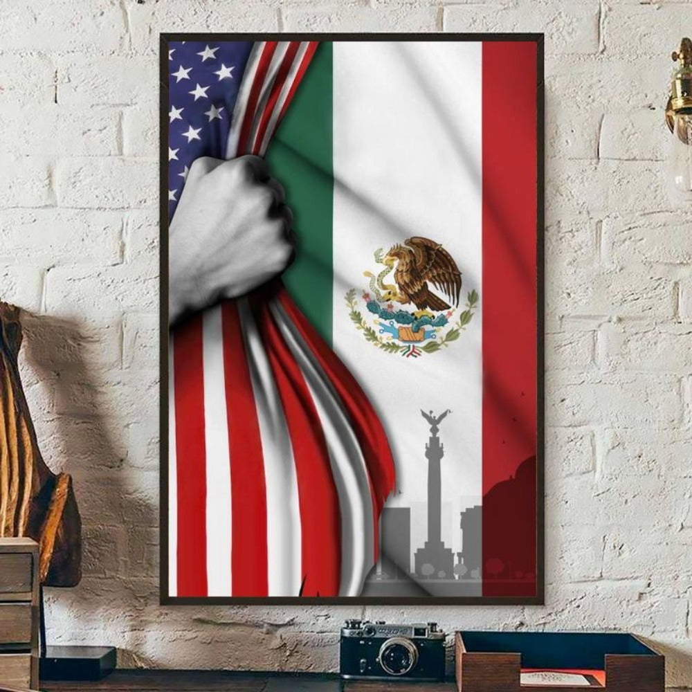 Mexico And America Flag Canvas Decor For Home & Office HO82 63352