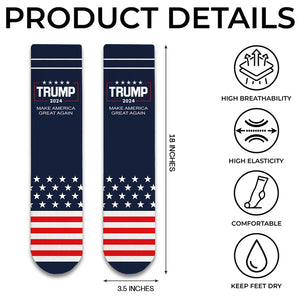 Trump 2024 Make America Great Again US Election Middle Tube Socks HO82 65514