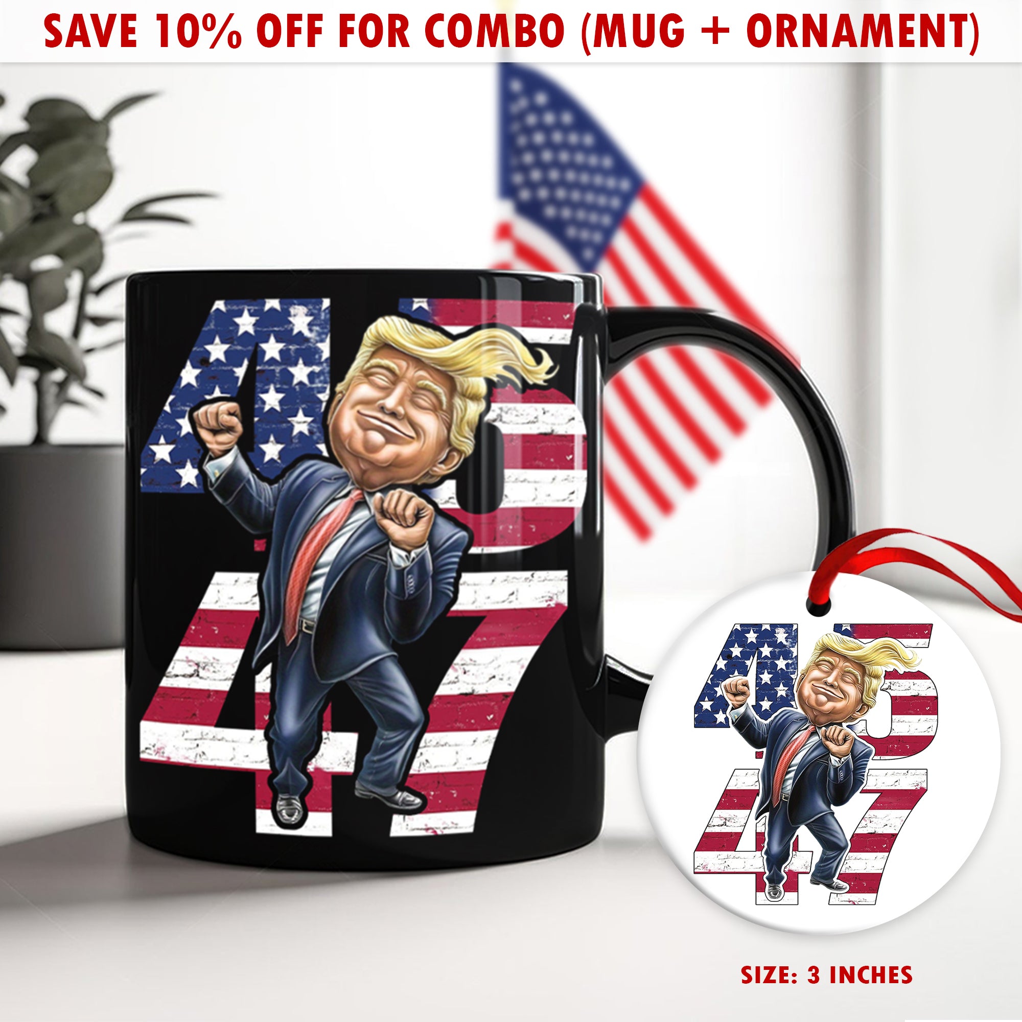 Patriotic Trump 2024 45th & 47th President's Legacy MAGA Black Mug LM32 63955