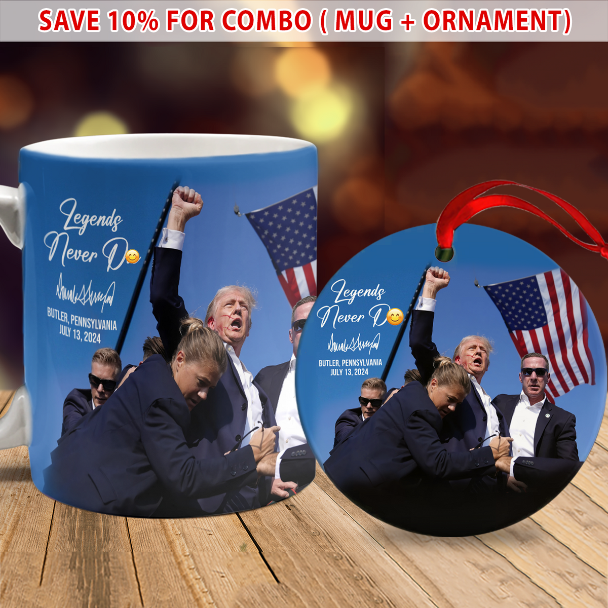 Legends Never D** Donald Trump Fi**t Ceramic Ornament TH10 63467