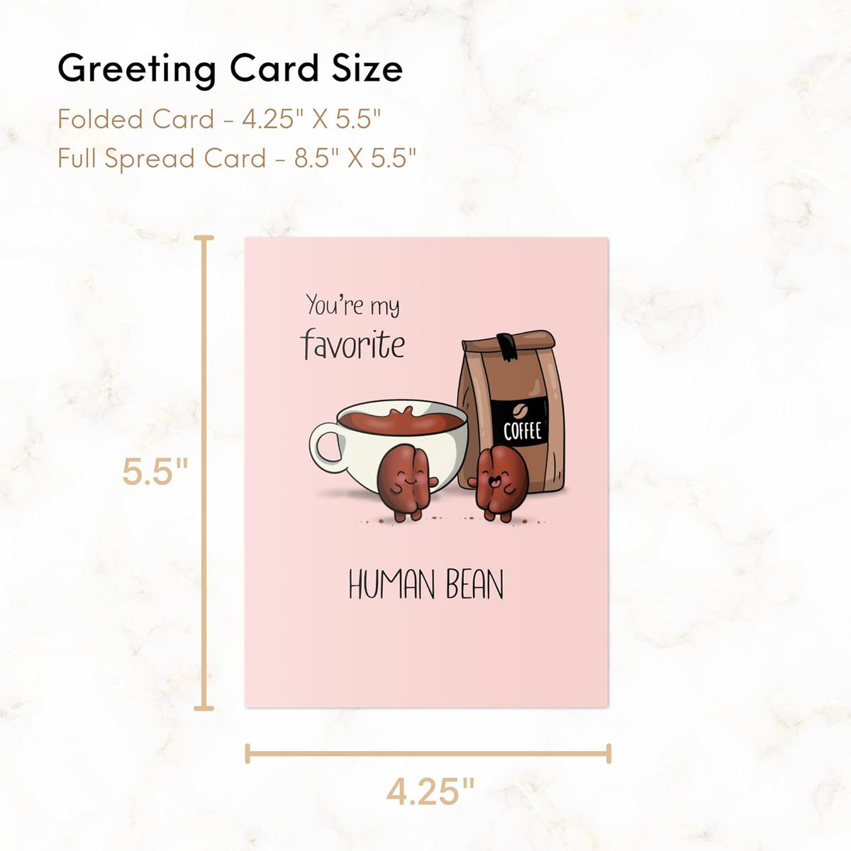 Coffee Anniversary Birthday Card, Father'S Day Card, for Her Him/Funny Card for Boyfriend Girlfriend/Husband Wife/Handmade Greeting Card (You'Re My Favorite Human Bean)