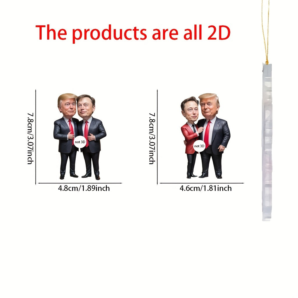 Trump & Musk Acrylic Hanging Ornaments, Collectible Decor for Christmas HA75 64026